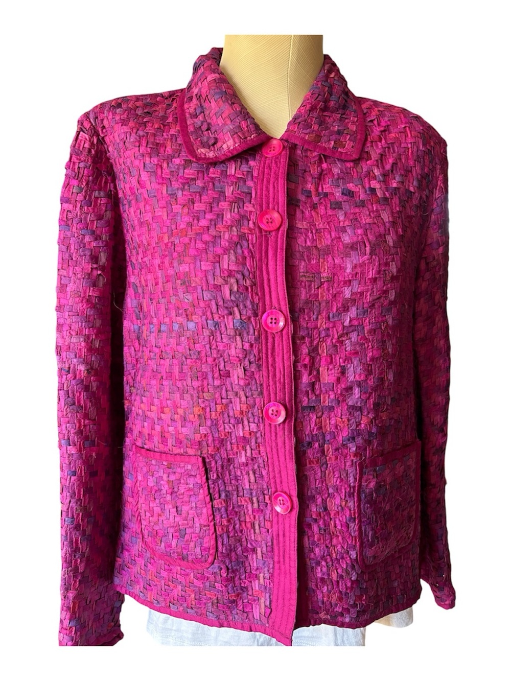 Monterey Bay Hot Pink light weight Ribbon weaved Jacket